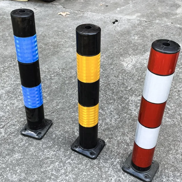 High Visibility Recycled Rubber Bollard Guard with Reflective Traffic Warning Features details