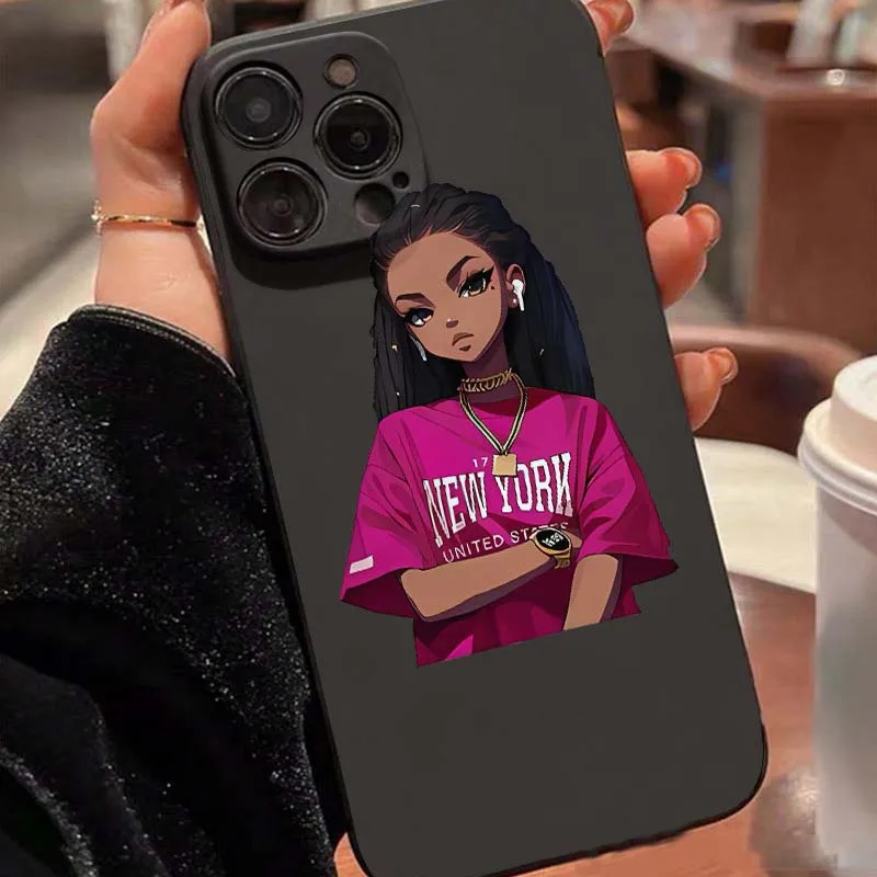 Cute Black Girl Printing Straight Edge Silicone TPU Mobile Phone Cover Case  for Iphone 7 8 X Xr Xs 11 12 13 14 15 16 17 Pro Max| Alibaba.com