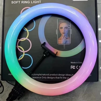 15 Inch MJ38 RGB Circle Photography Lighting Led RGB Ring Light with Phone Tripod Stand for Selfile Live product image