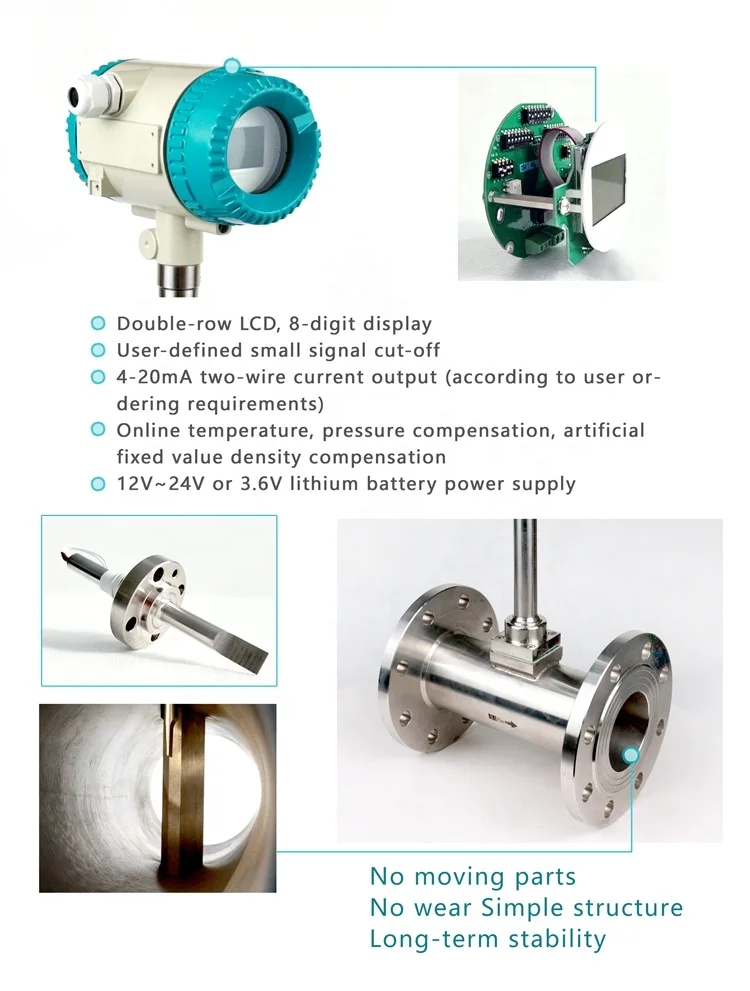 Digital Steam Industrial Gas Meters Flow Totalizer Vortex Meter ...