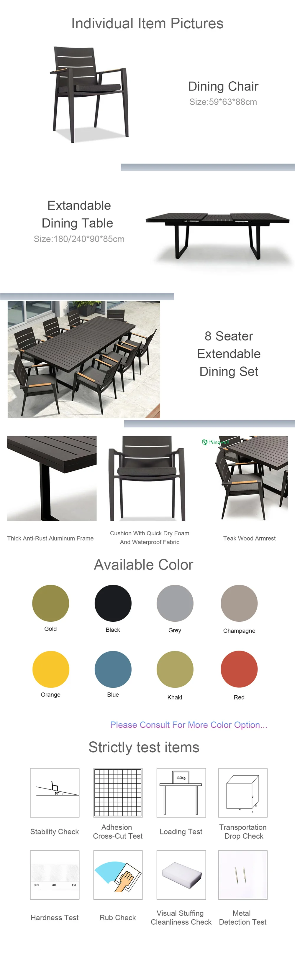 Wholesale Restaurant Table Set Garden Modern Patio Furniture Aluminum Outdoor Dining Table And Chair Set for hotel