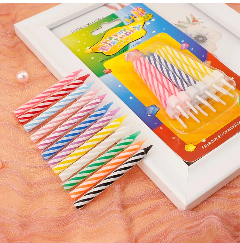 Dia 8mm 12pcs Per Pack Colorful Spiral Smokeless Birthday Candles