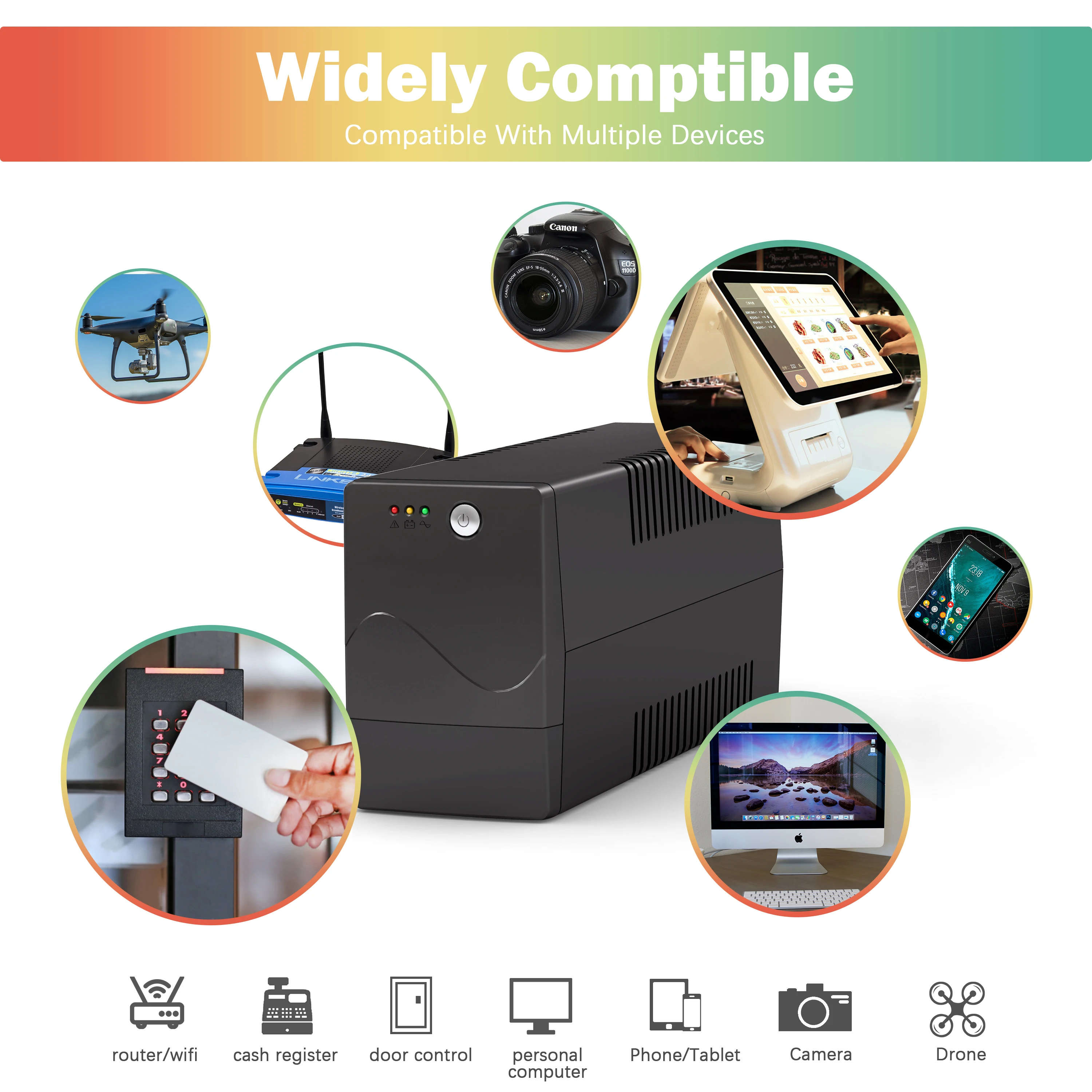 China OEM 1000VA Line Interactive UPS 30 Minutes Back up Time 1 Year Warranty