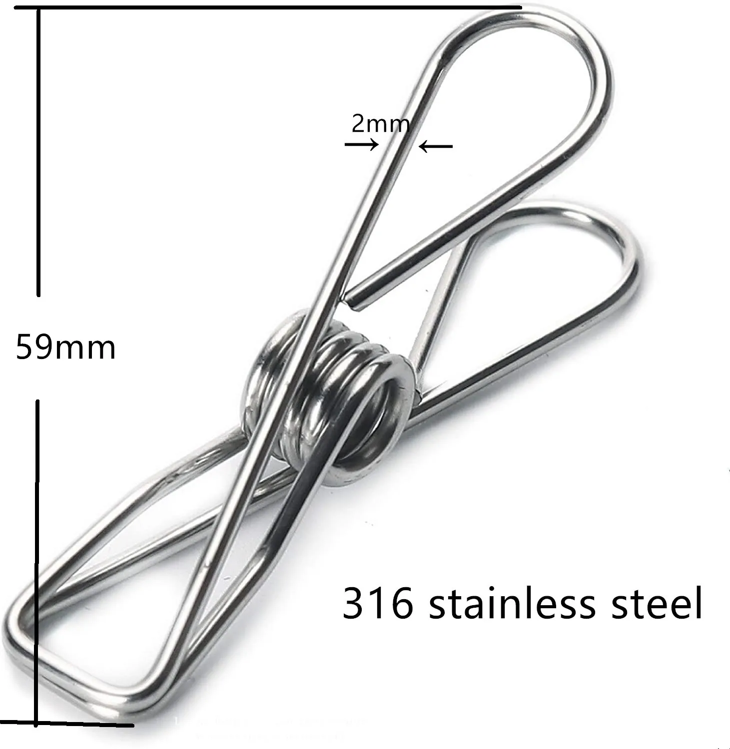 Factory Clothespins 316 Marine Grade Stainless Steel Metal Clothes Pegs ...