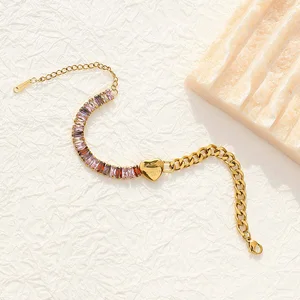 2026 New Arrival Vintage Bracelet Irregular Elegant Personalized Heart Shape Zircon Stainless Steel Fine Jewelry  for Women