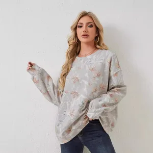 Women's Camouflage Sports Knit Shirt Maple Leaf Print Sweaters Oversized Loose Casual Sweater Large Size