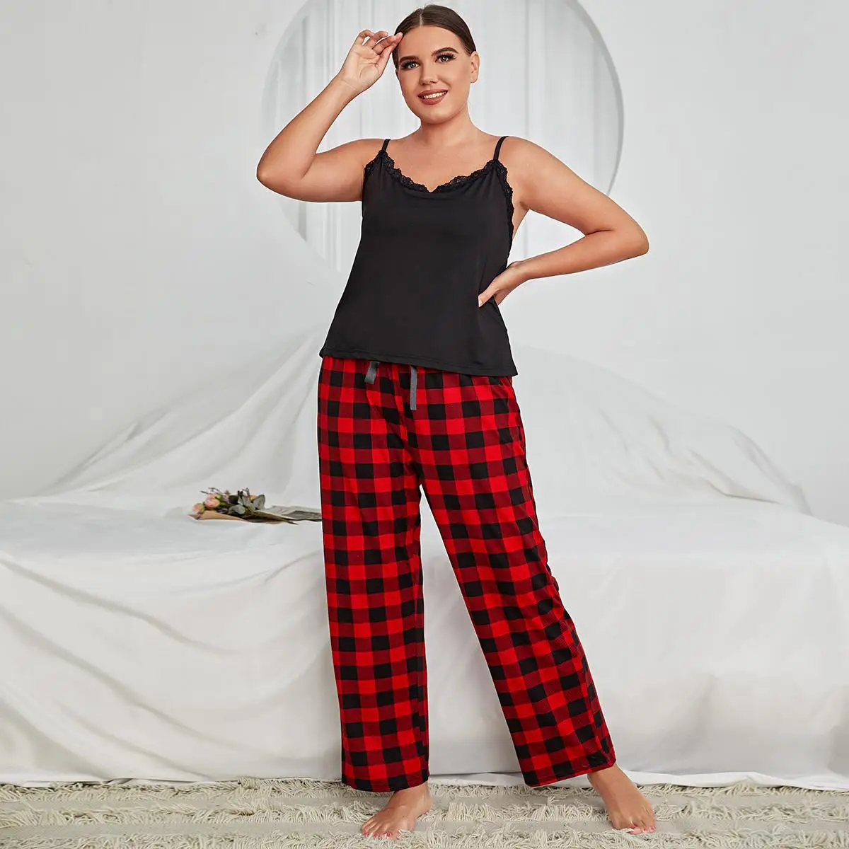 2022  Customize Wholesale 4XL Plus Size Sleepwear Short Sleeves Homewear Long Pant Pajamas