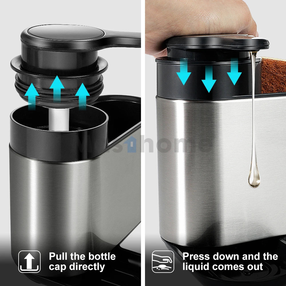 Masthome Stainless Steel Tidy Sink Organizer Kitchen Soap Pump and Sink Caddy