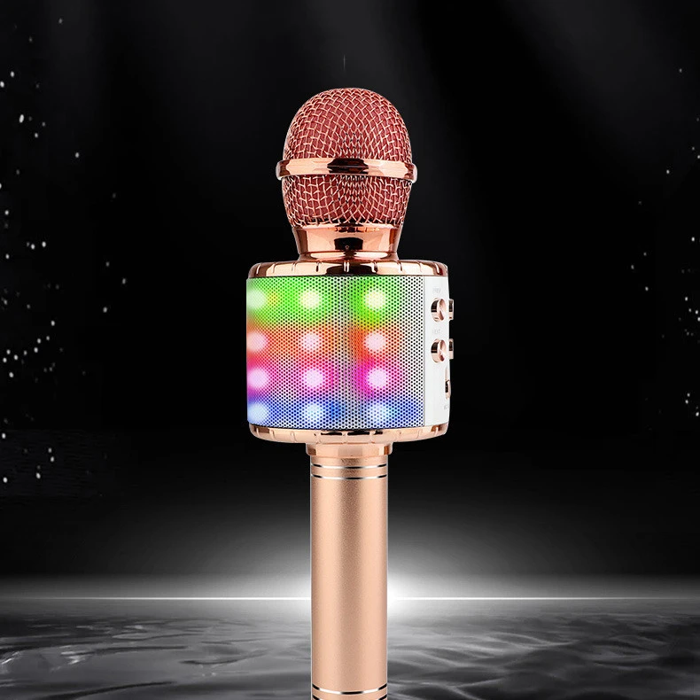 The New LED Flashing Wireless Condenser Microphone Speaker 858L Audio Mobile Phone BT Live Karaoke Microphone