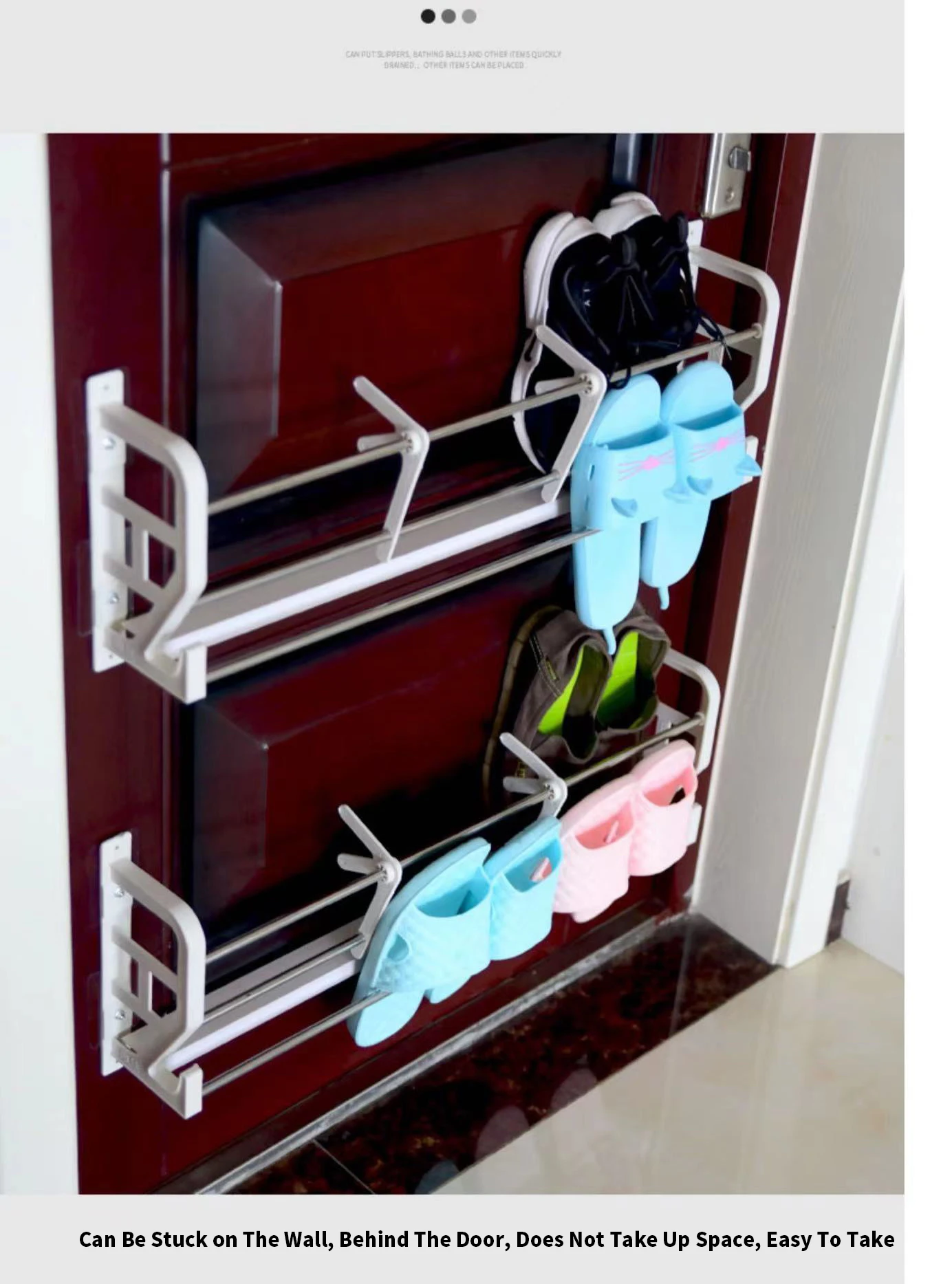 Multifunctional Use Shoe Rack Organizer Stainless Steel Hallway Wall