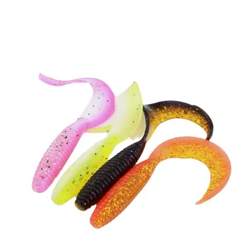 15pcs/bag 30pcs/bottle of Shrimp Scent, Dual Color Threaded Rolled Tail Lure Fishing Soft Insect Bait – Soft Lure – view 2