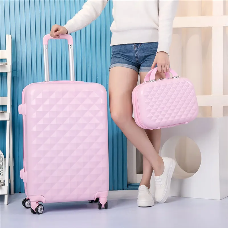 Source Rolling luggage set women trolley suitcase girls pink cute brand  carry on luggage travel bag cosmetic bag on m.