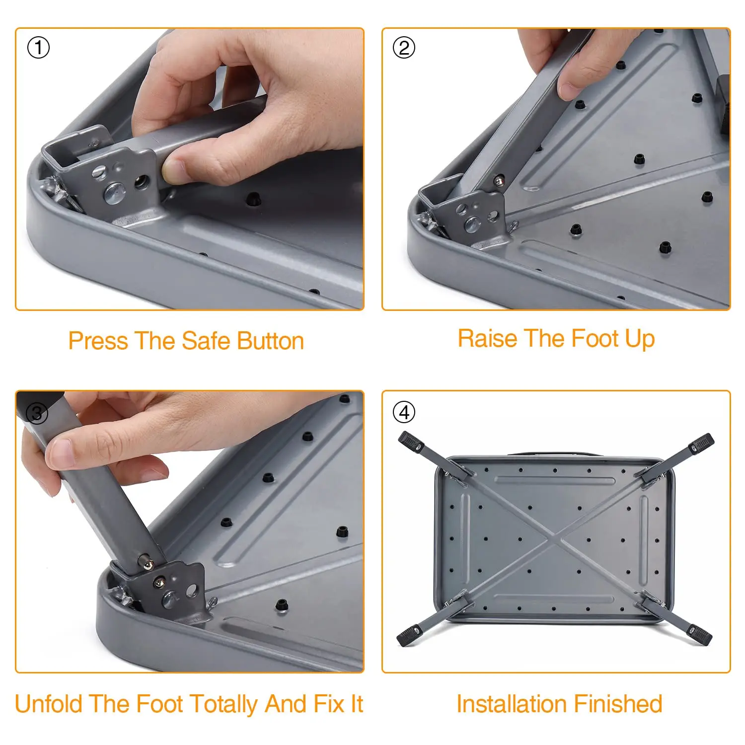 Step Stool 1 Step Folding Foot Stool Metal One Step Ladder Anti-slip 