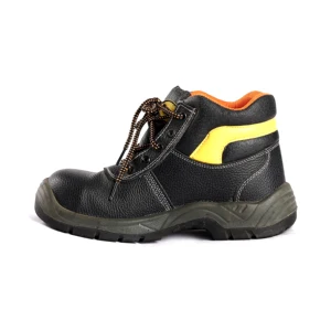 Wholesale Mid Top Lace up Safety Shoes Anti Smash Puncture Proof Security Shoes Cow Leather Hard Wearing Work Footwear Can OEM