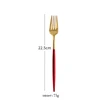 Dinner fork red gold