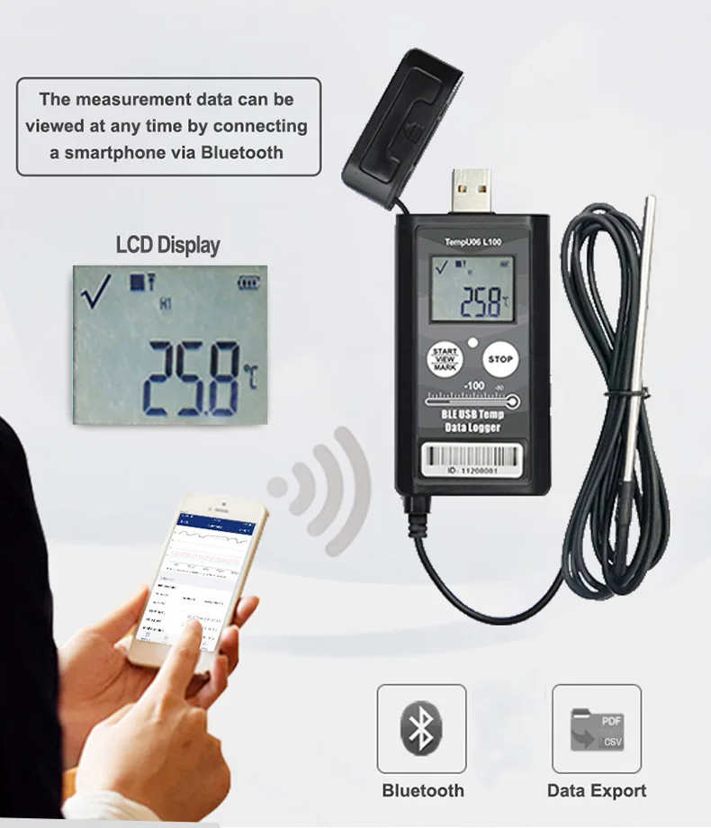 Cold Storage PT100 Ultra Data Logger Bluetooth USB Temperature Metre With  Probe - Buy Cold Storage PT100 Ultra Data Logger Bluetooth USB Temperature  Metre With Probe Product on