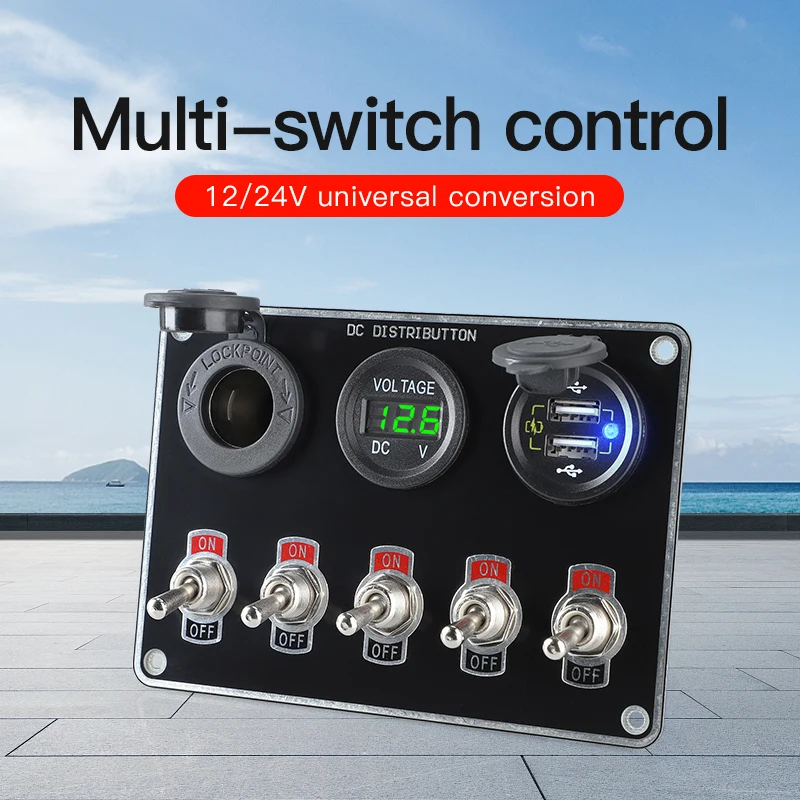 12V 24V 5 Gang тумблер вольтметр 2 USB QC3.0 автомобильное зарядное устройство для автомобильного RV Camper морской лодки ЖК-переключатель