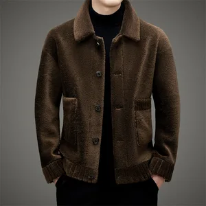 Fashion Street Wear Men'S Jackets Solid Color Double Faced Long Sleeves Lapel Man Wool Blend Fleece Jacket