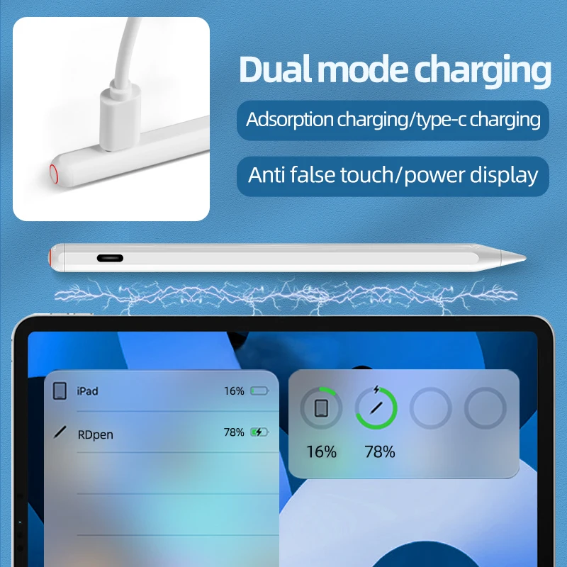 RUIDIAN Ready Stocks Free Sample Magnetic Active Tablet Stylus Pen for Touch Screens Palm Rejection Stylus Pencil for Apple