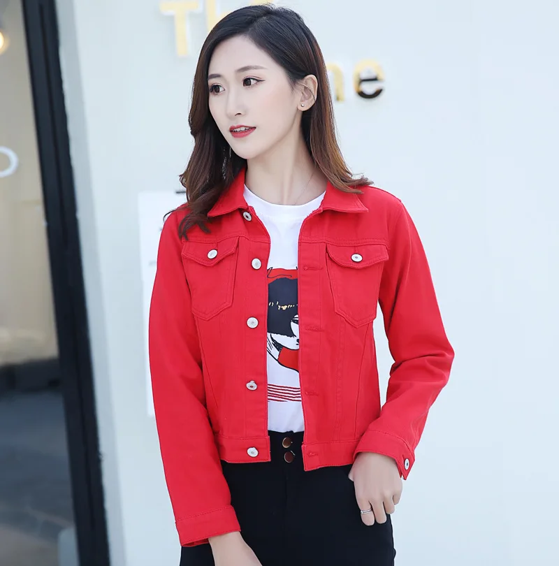 Korean Style Fashion Women Jean Jacket Autumn White Denim Jacket
