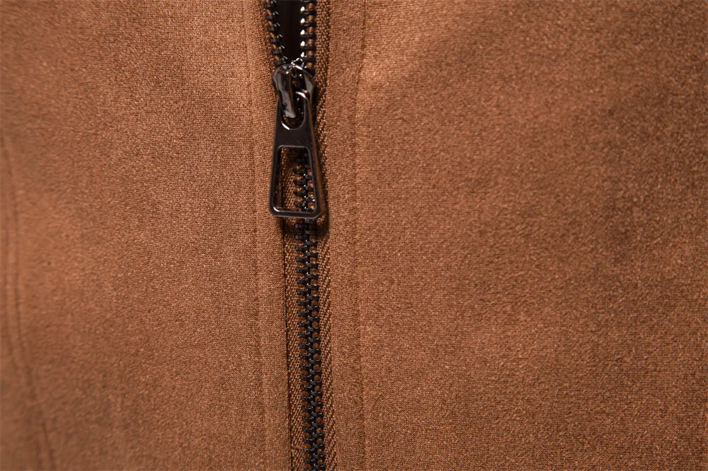 Men's Suede Jacket Solid Colour Lapel Casual Outdoor Autumn Coat_voghion.com