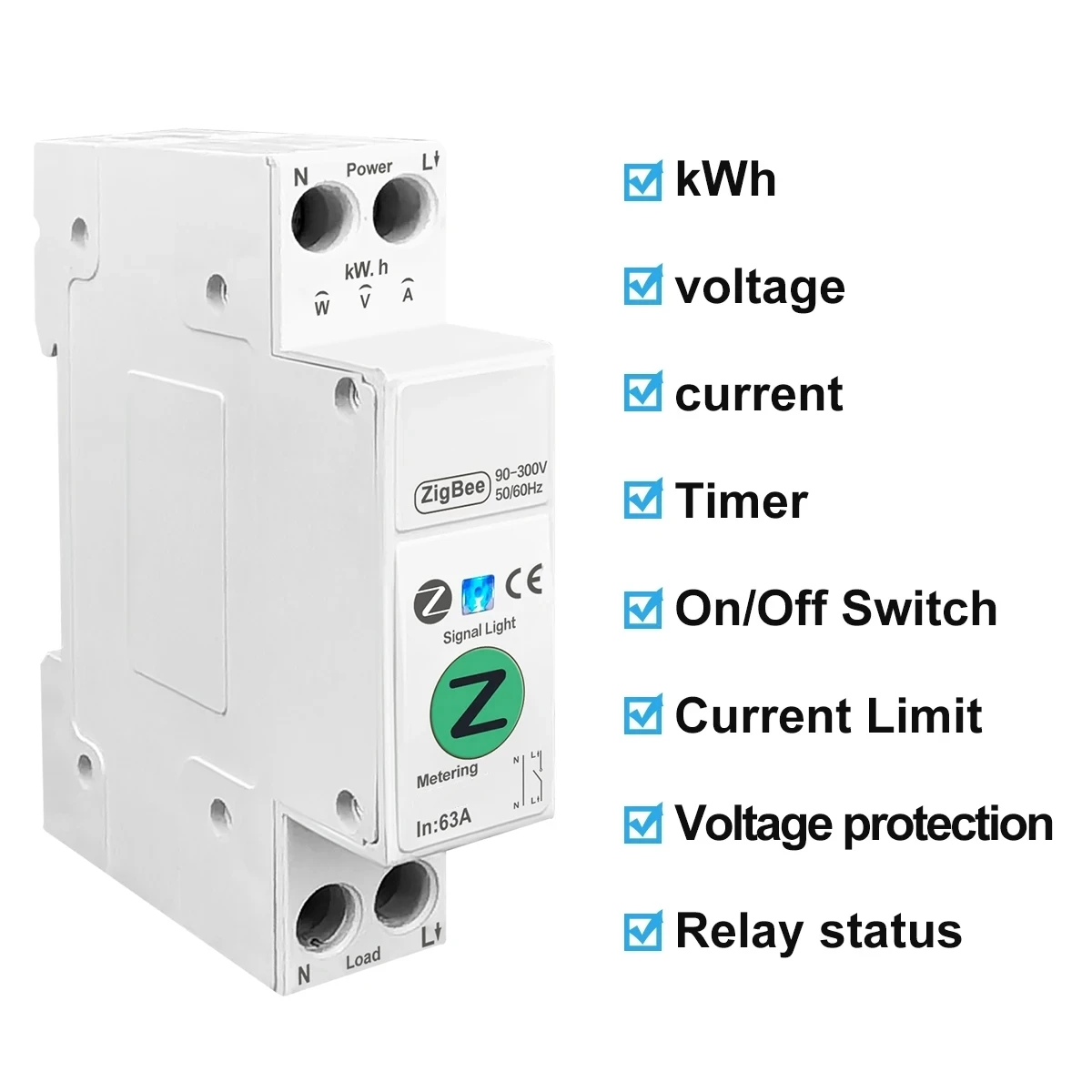 Zigbee 63A Smart Switch Energy Metering Monitoring Circuit Breaker Timer Relay MCB Smartlife protection