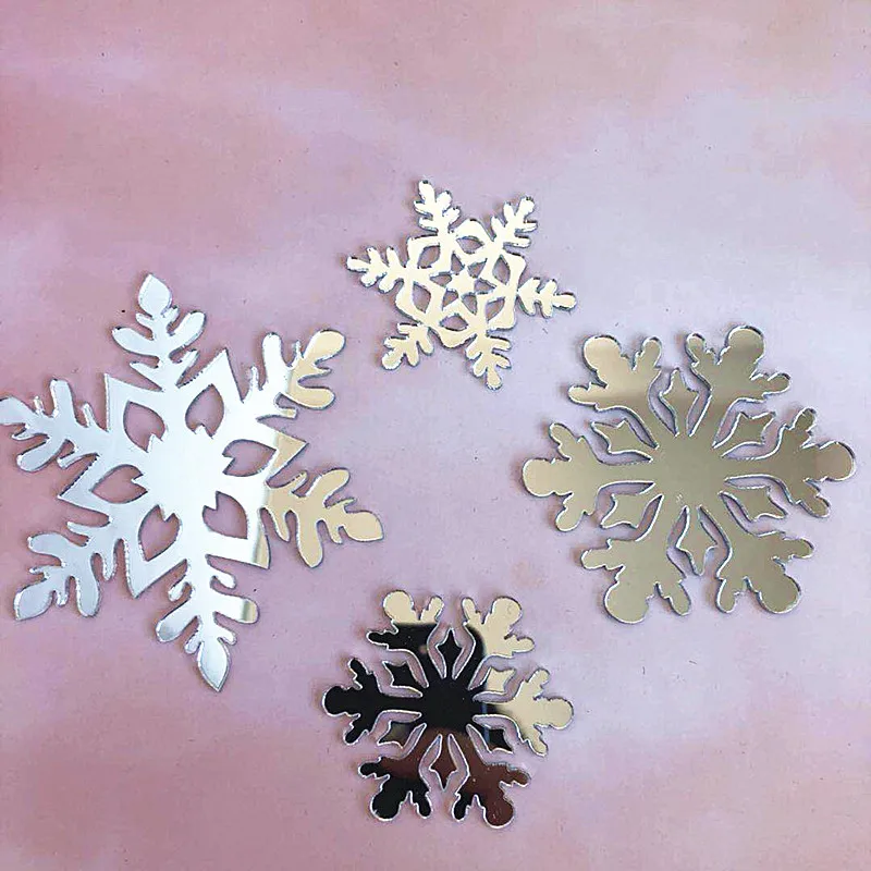 product merry christmas and happy new year snowflake 4 piece set acrylic birthday party cake topper party cake decoration-2