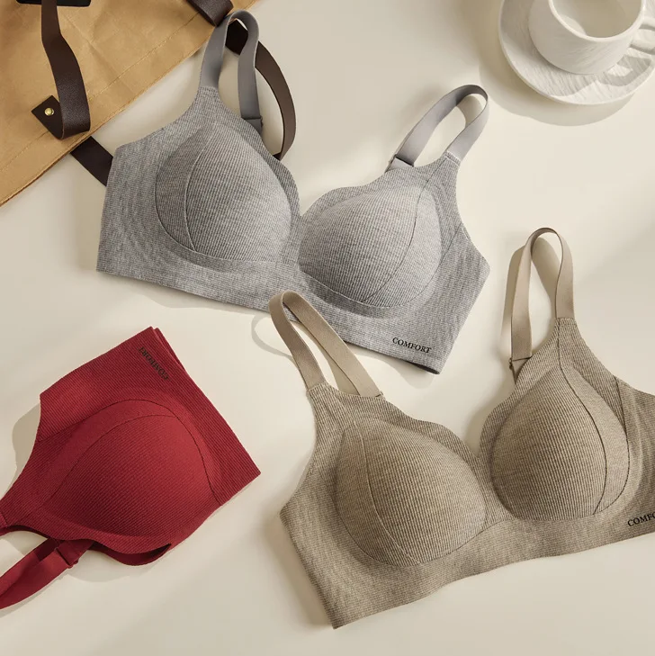 Naked Feeling Comfortable Lift Soft Support Threaded Underwear Push-up Anti Sagging Women's Thermal Bra