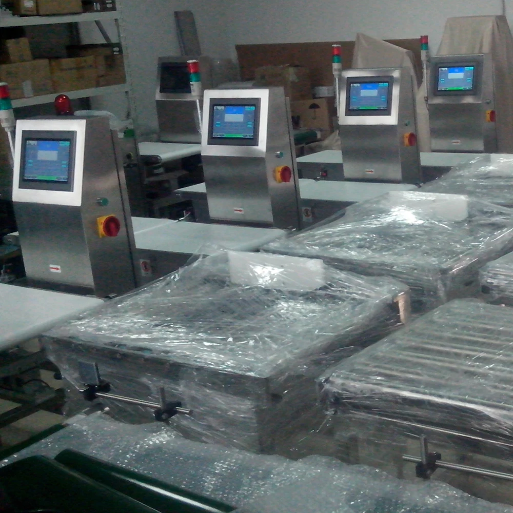 Weight Checking Sorting Checkweigher with Barcode Scanner Ink Printer Integrated for Carton Container Box Roller Pusher Rejector