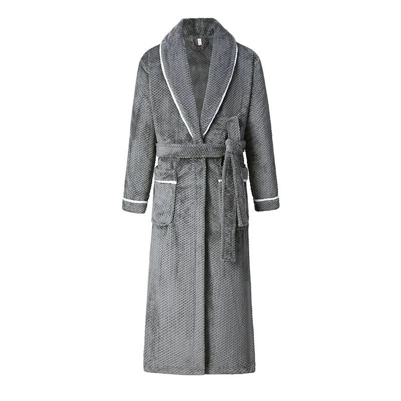 Couple Flannel Nightgown Plus Size Long Robe Men's Loose Casual Kimono Women's Thickened Warm Sleepwear Home Clothes