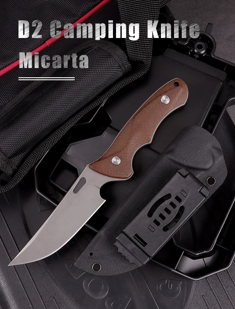 2023 New Micarta Handle Hunting Knife D2 Outdoor Camping Survival
