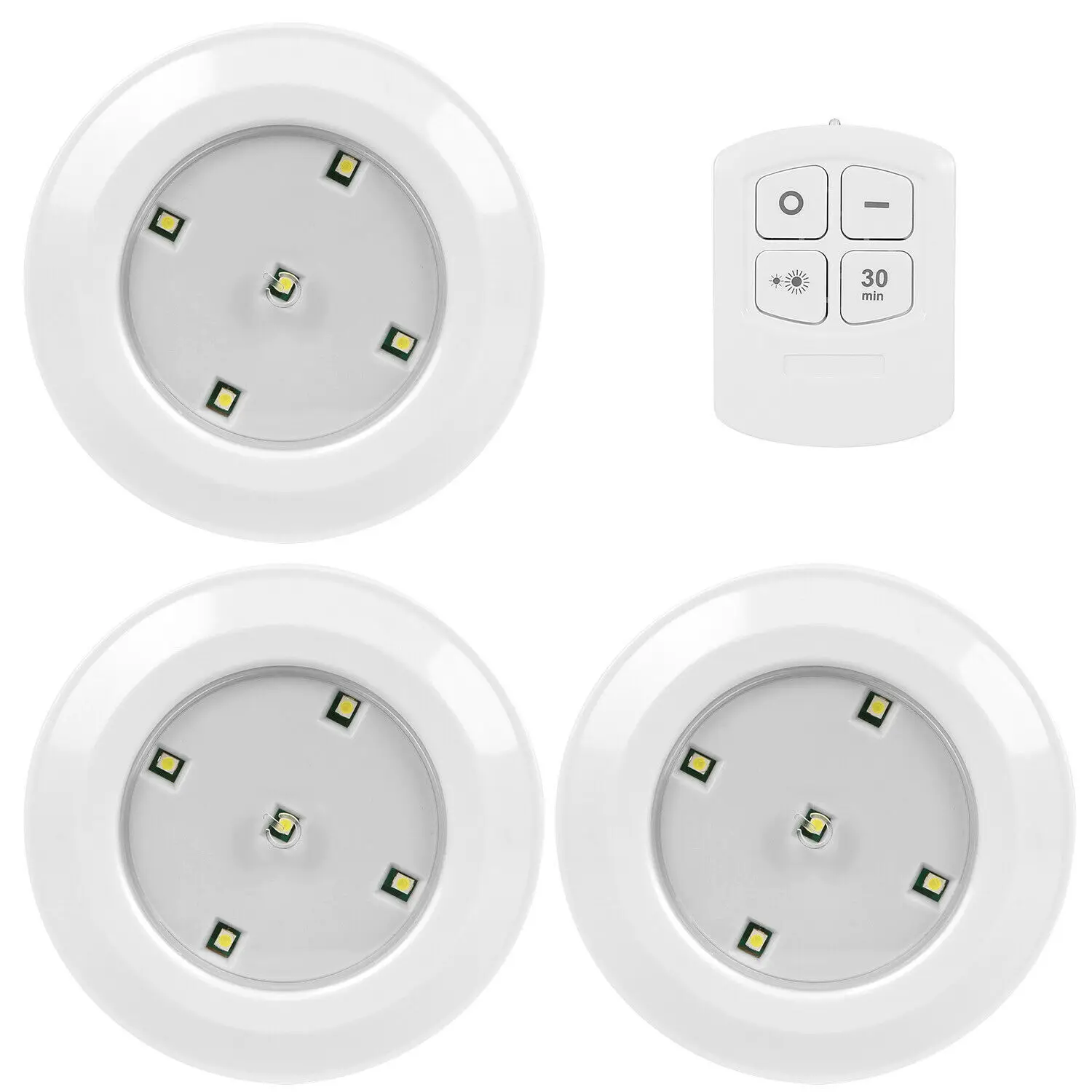 3 Pack Remote Control LED Security Night Light Cordless Battery-Powered Lamp US 