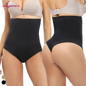Womens High Waist Control Shaper Thongs Elastic Intimates Shapewear Panties Thongs High Waist Flat Belly