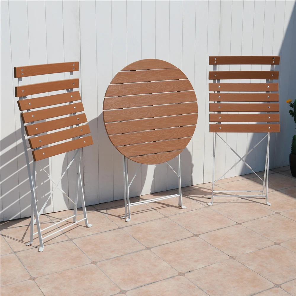 Outdoor Folding Table And Chair Plastic Wood Table Garden Villa Balcony