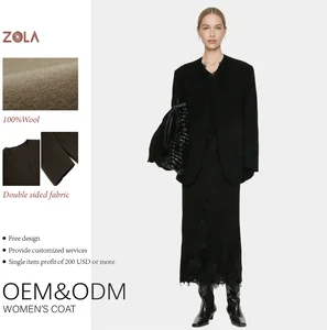 Customized Color Handmade Open Front Button Double-Sided Short Casual Wool Coat for Women Winter to Keep Warm