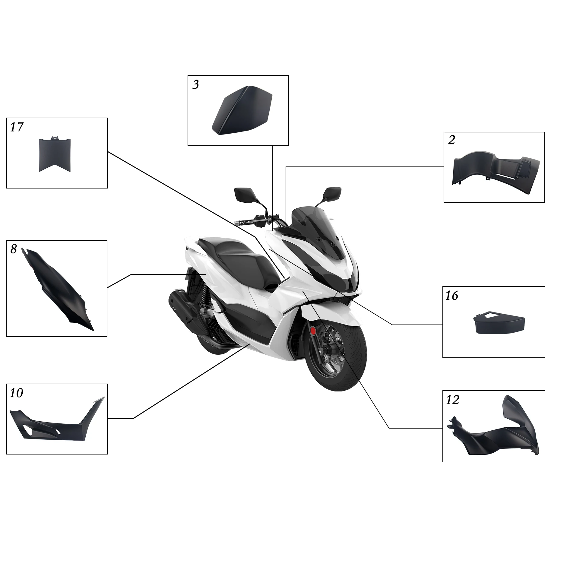 Shark Power PCX125 150用モーターサイクルフェアリングキット