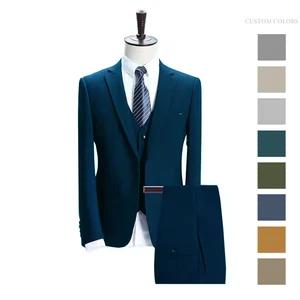 Low MOQ Stock Available Now Matte Finish Stretch Fabric Single Breasted Suit Men's Three Pieces Suits