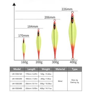 CHEERY 160g~400g Luminous Slow Jig Metal Fishing Lure Lead Plated Iron Jig Airplane Shape Long Cast Slow-Fall Jigging Bait – Metal Jig – view 4