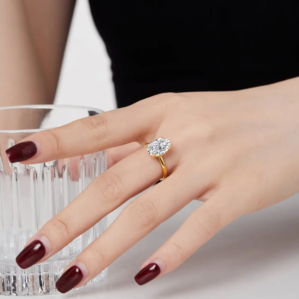 KAKODIY Cubic Zirconia Ring 18K Gold Plated Fine Jewelry Oval Cut Cubic Zirconia Engagement Wedding Classic Luxury Party Ring for Women detail 4