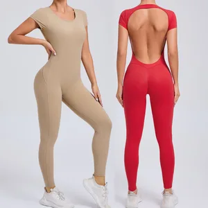 Custom Logo One Piece Bodysuit Workout Sports Wear Yoga Jumpsuit Women's Jumpsuits Playsuits Yoga for Girl Women