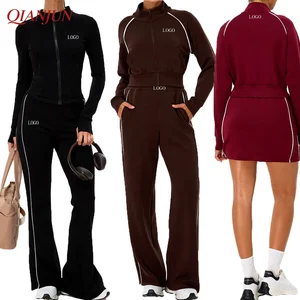 2026 New  Plus Size Women's Tracksuit Zipper Sports Jacket Drawstring High Waist Pants Activewear 5 Piece Sweatshirt Gym Set
