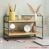 Double-layered - black frame, natural wood color