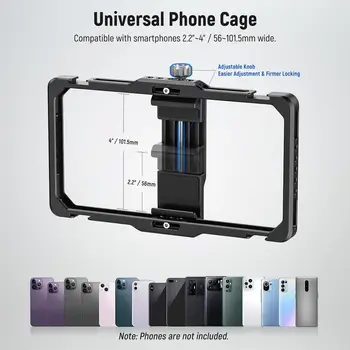 NEEWER Universal Upgraded Phone Rig Vlogging Kit Video Stabilizer with Dual Handle Wireless Mic Clip Slot detail image