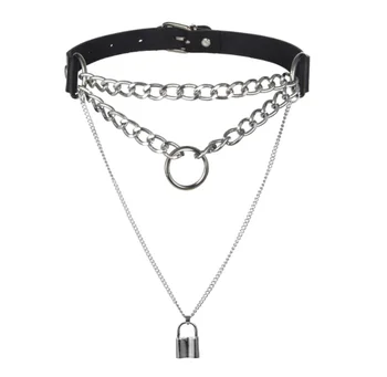 Egirl Choker Collar Lock Gothic Necklace Punk Goth Jewelry Harajuku Style  Black Chocker Emo Grunge Aesthetic Accessories