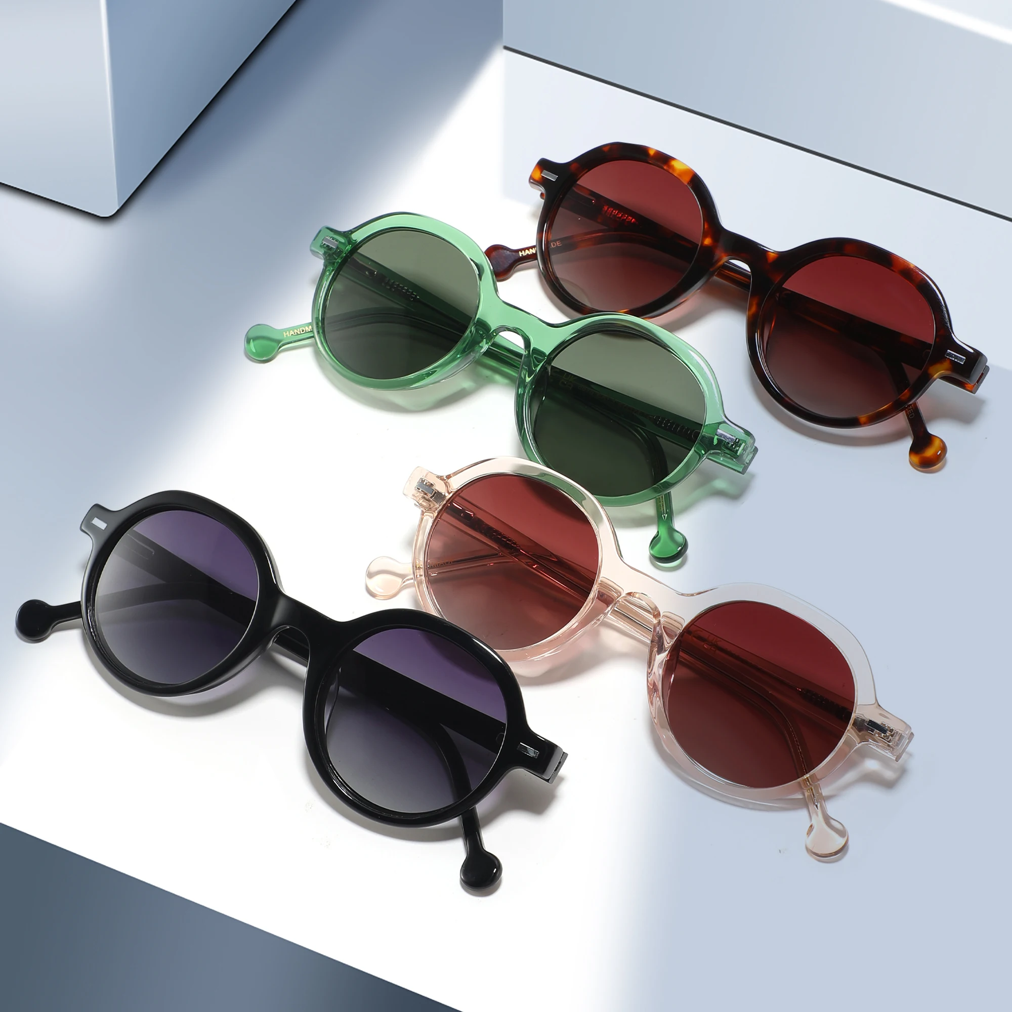 CONCHEN Manufacturer Luxury Designer Unisex Round Frame Custom Logo Polarized Acetate Sunglasses_voghion.com