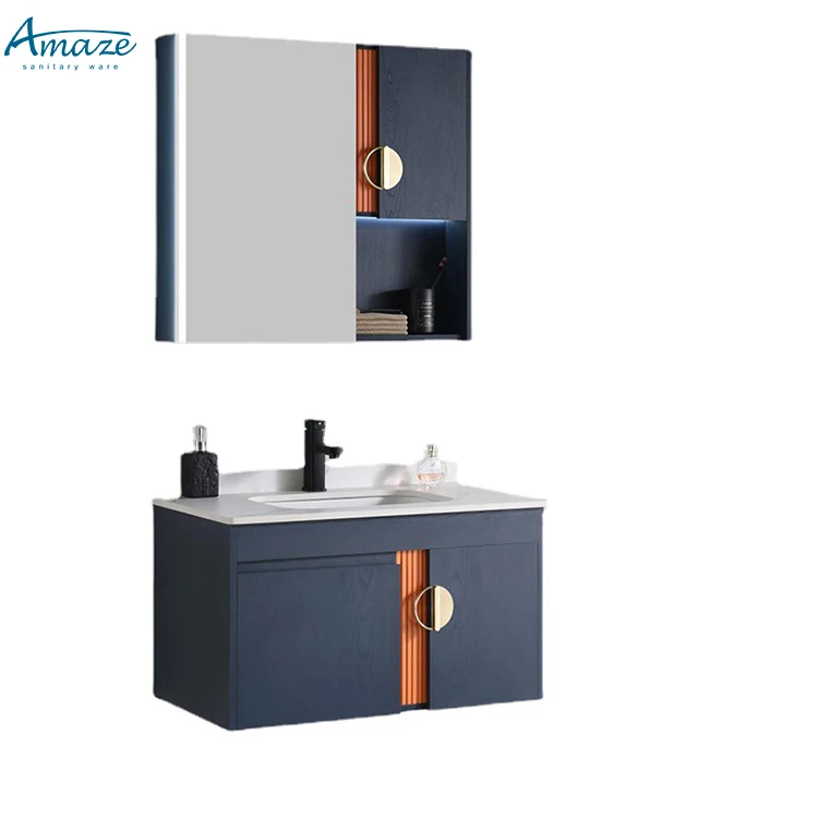 Wholesale custom high-grade plywood storage modern wall mounted bathroom vanity cabinet sink manufacture