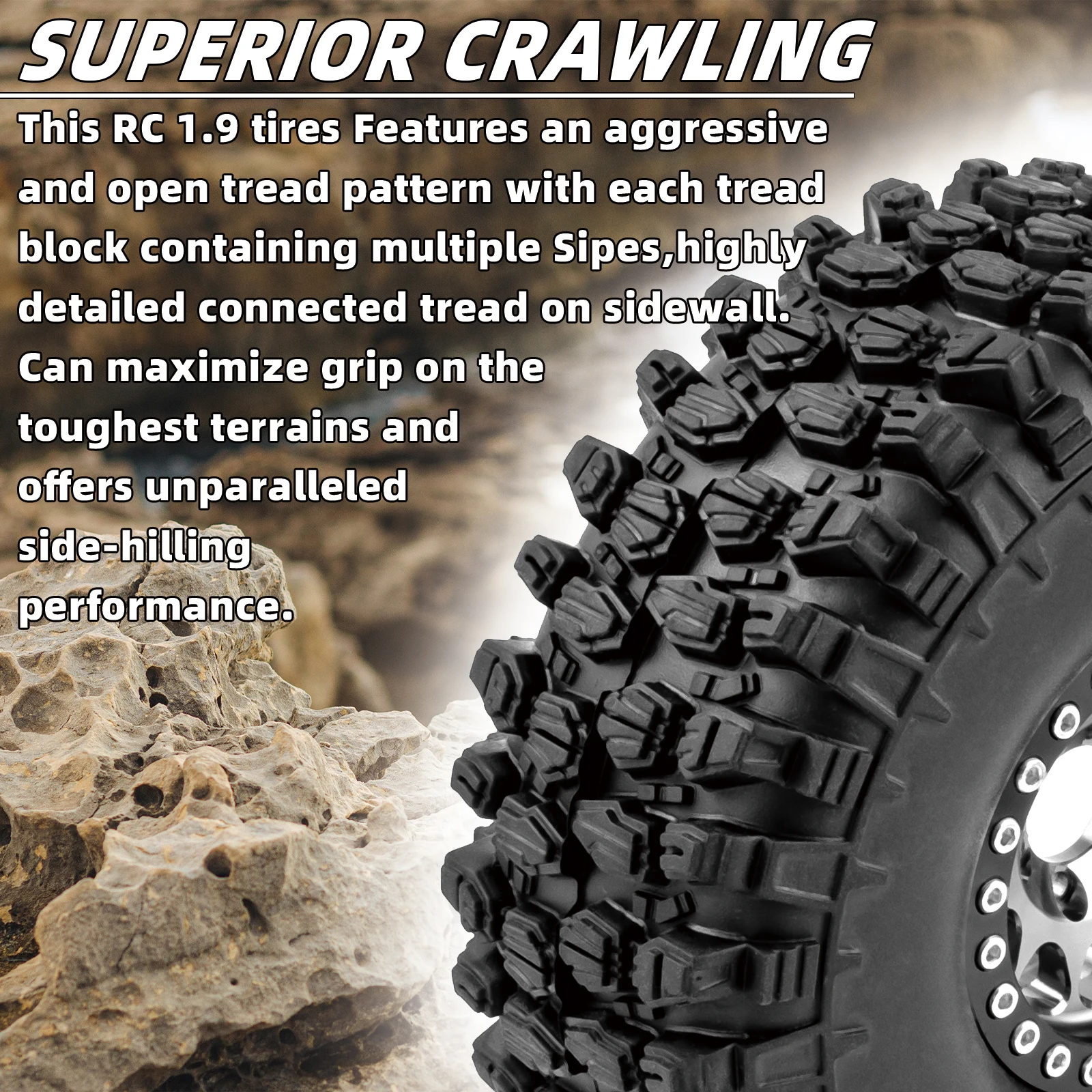 Pneumatici 120 Mm RC Set Pneumatici 120mm Per Auto RC 1/10 Rock Crawler - Compatibili Traxxas TRX4, SCX10, D90 Pneumatici RC Rock Crawler