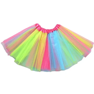 Customizable Best Selling Rainbow Color Girl Tulle Skirt Custom Logo Summer A-Line Dance Girls Skirts