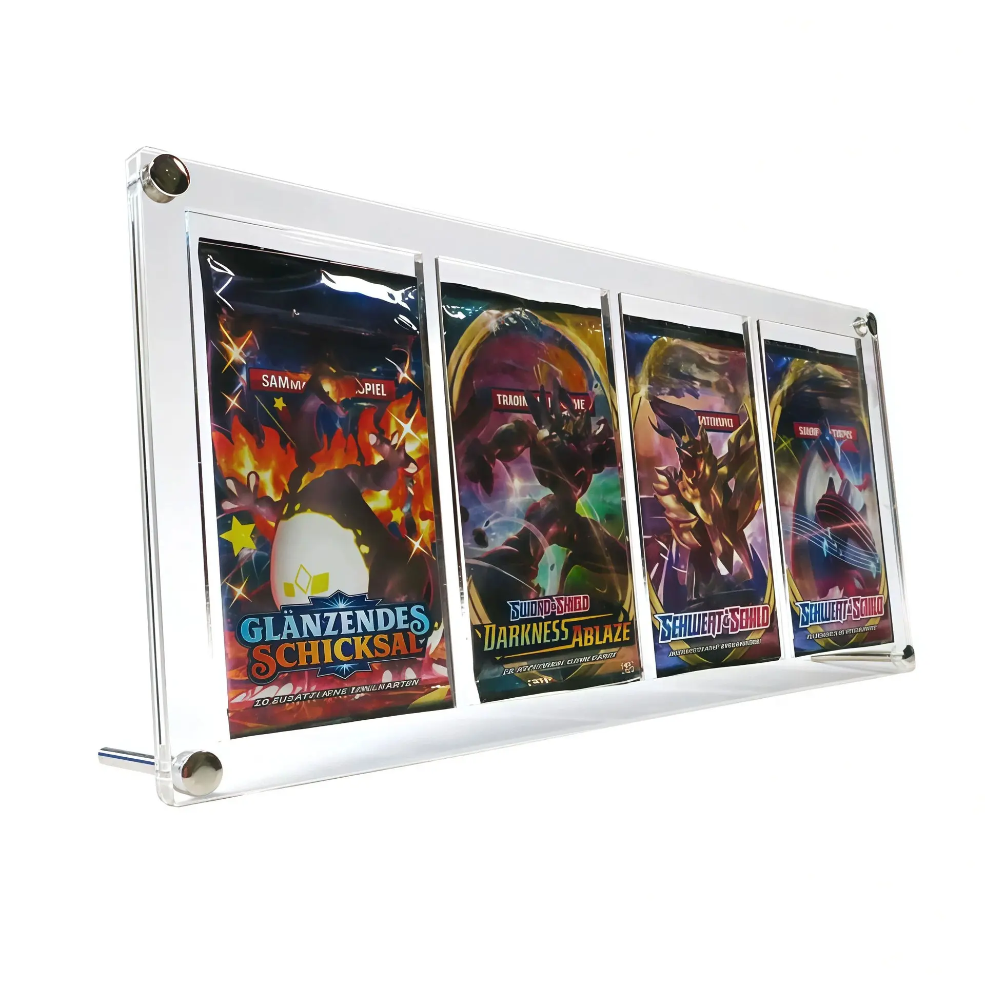 Custom UV Resistant Magnetic Acrylic Case 4 Slot Pokemon Booster Pack Display Frame TCG Trading Card Storage Stand Holder