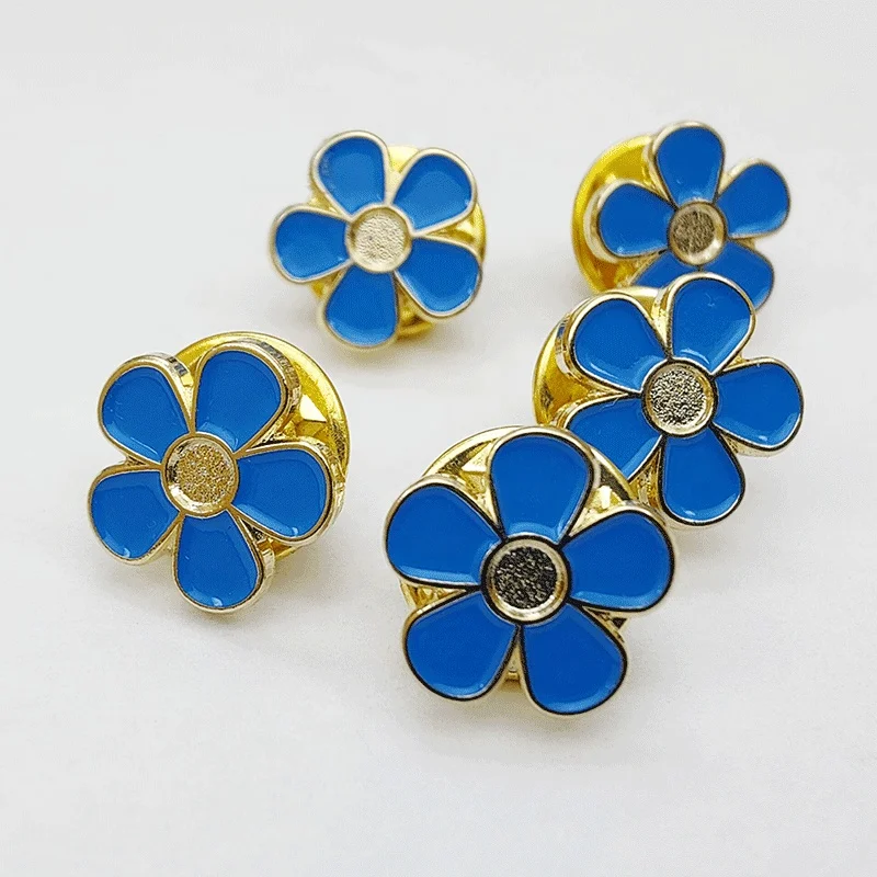 Masonic Forget Me Not Flowers Blue Soft Enamel Lapel Pin Badges Wholesale